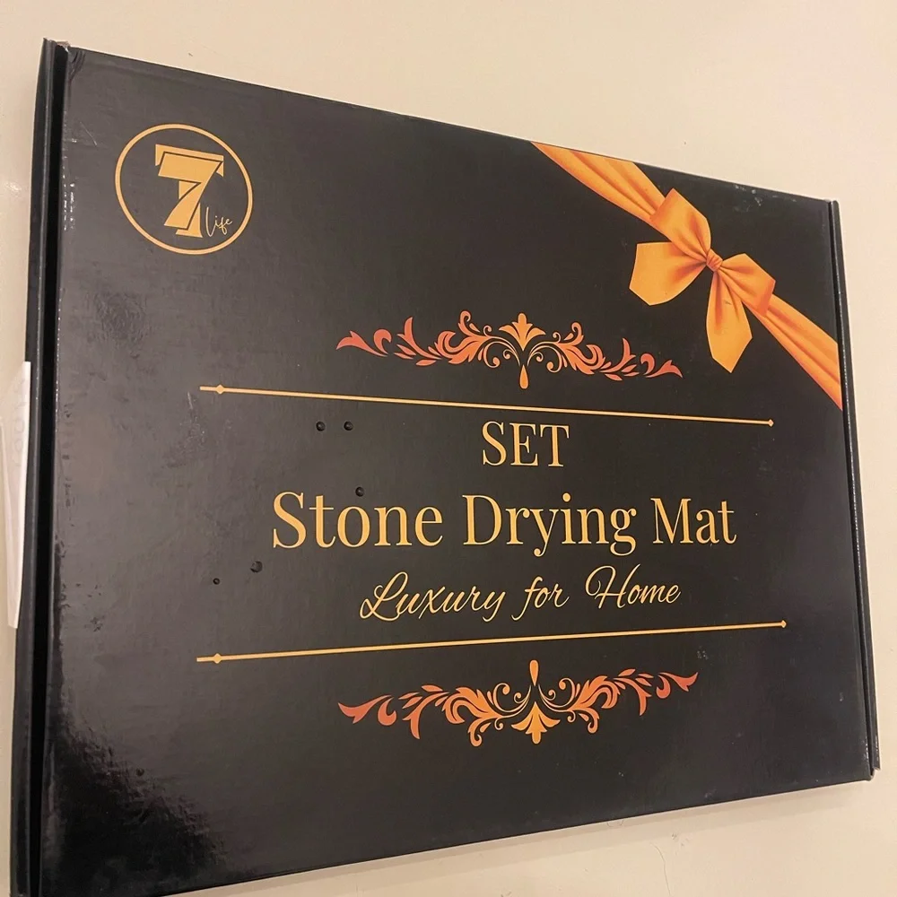Diatomite Stone Drying Mat For Kitchen Counter Set + 03 Absorbent Drink Coaster